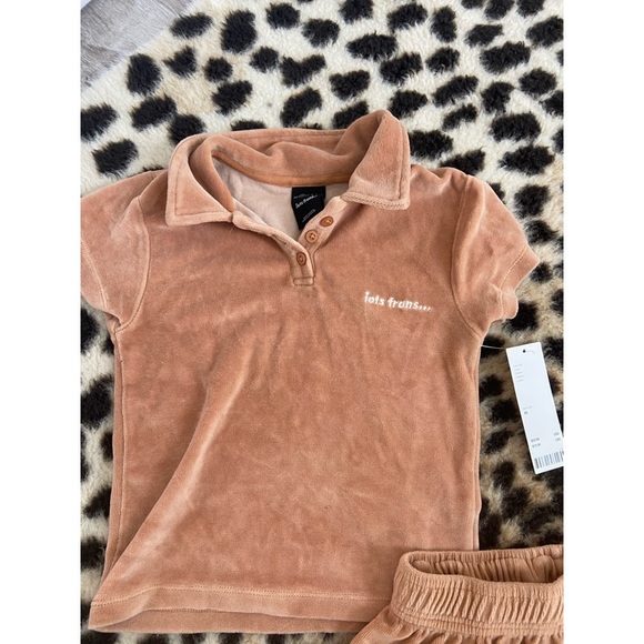 RARE! NEW! Urban Outfitters Lets Frans Velour Shrunken Polo Top and Shorts - Picture 7 of 13